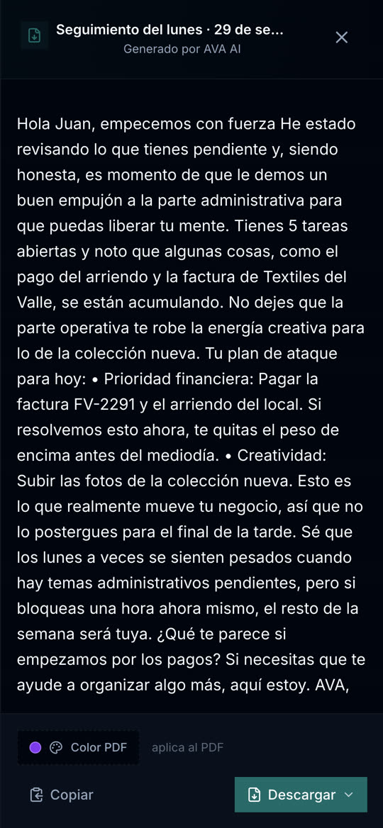 AVA AI app — Documentos listos