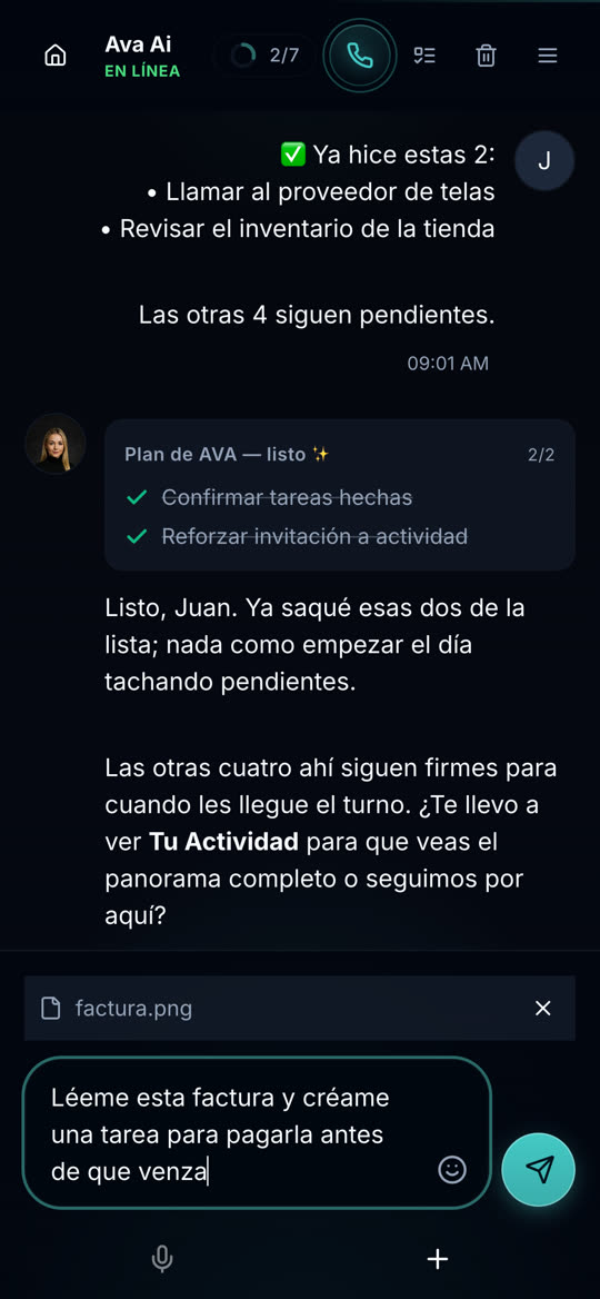 AVA AI app — Lee tus facturas