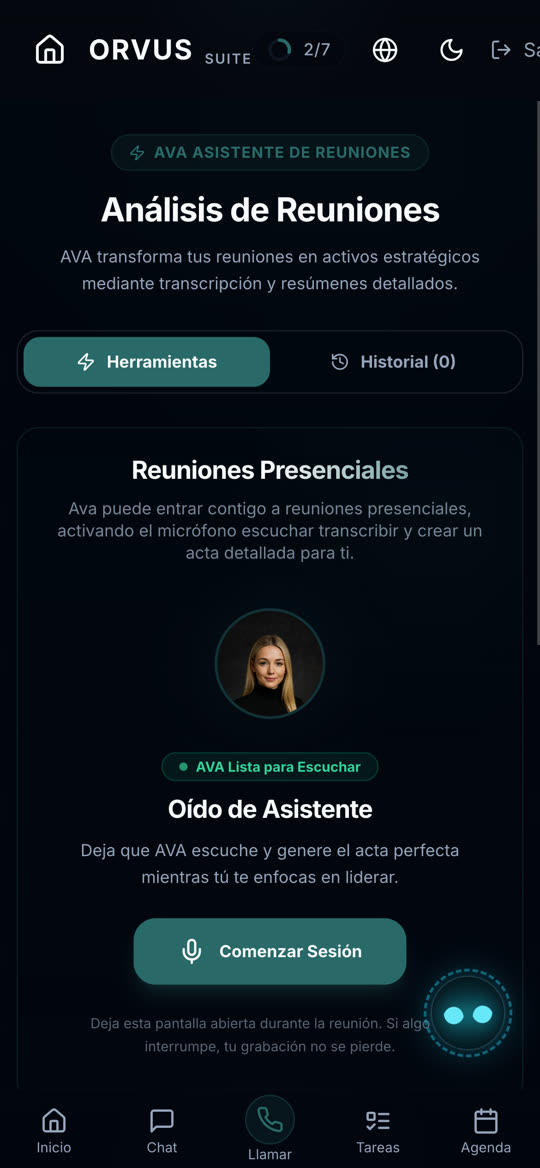 AVA AI app — Actas de reuniones