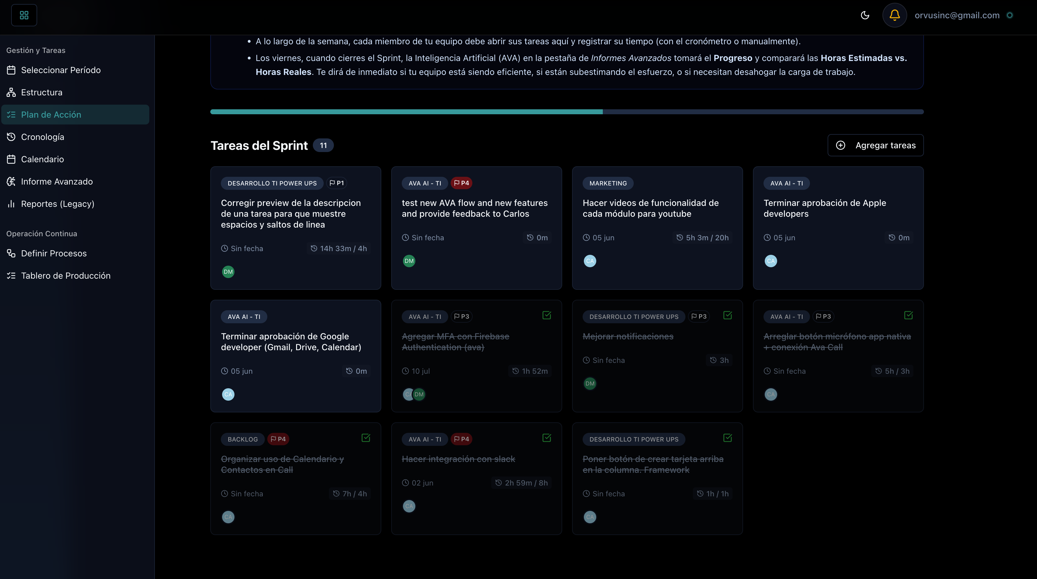 Sprint semanal en Framework